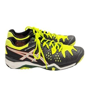 Asics Gel Resolution E500Y Cross Training Shoes Black Yellow 7.5